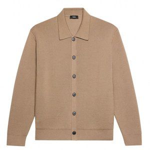 NWOT Theory Merino Wool Cameron Cardigan Fossil Tan Brown Medium